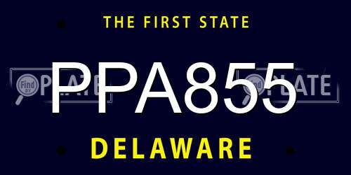 PPA855 Delaware License Plate