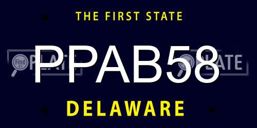 PPAB58 Delaware License Plate