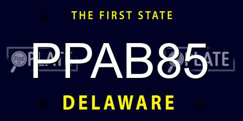 PPAB85 Delaware License Plate