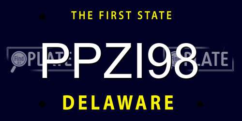 PPZI98 Delaware License Plate