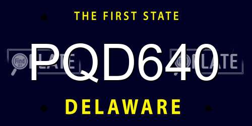PQD640 Delaware License Plate