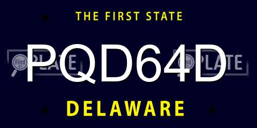 PQD64D Delaware License Plate