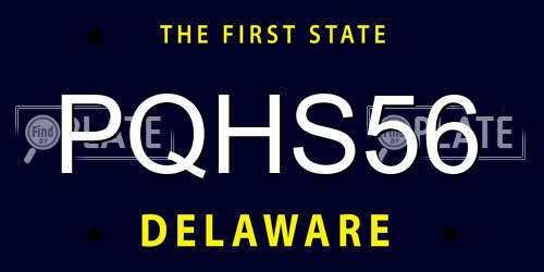 PQHS56 Delaware License Plate