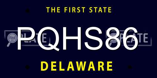 PQHS86 Delaware License Plate