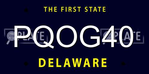 PQOG40 Delaware License Plate