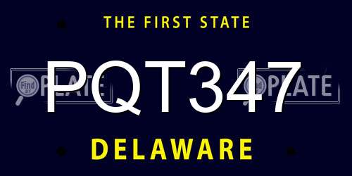 PQT347 Delaware License Plate
