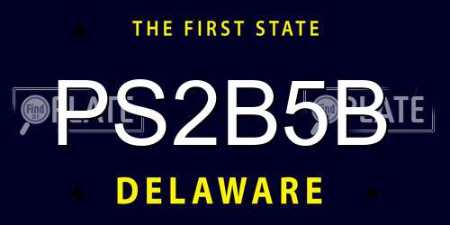 PS2B5B Delaware License Plate