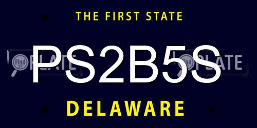 PS2B5S Delaware License Plate