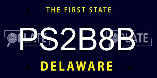 PS2B8B Delaware License Plate