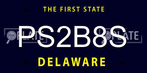 PS2B8S Delaware License Plate