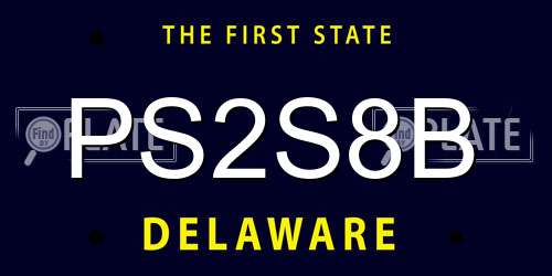 PS2S8B Delaware License Plate