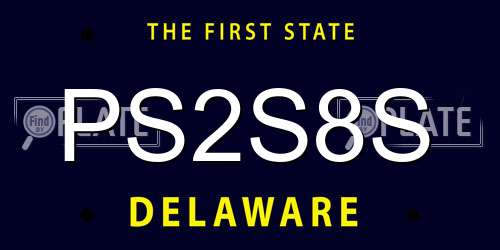PS2S8S Delaware License Plate