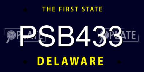 PSB433 Delaware License Plate