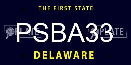 PSBA33 Delaware License Plate