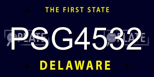 PSG4532 Delaware License Plate