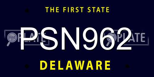 PSN962 Delaware License Plate