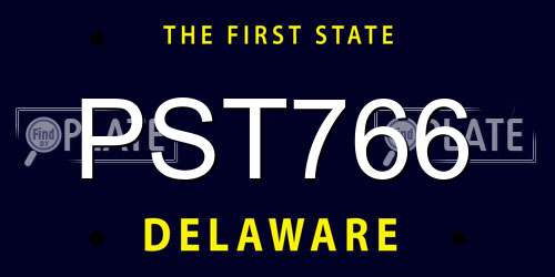 PST766 Delaware License Plate