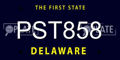PST858 Delaware License Plate