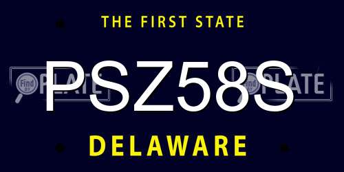 PSZ58S Delaware License Plate