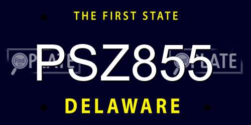 PSZ855 Delaware License Plate