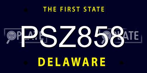 PSZ858 Delaware License Plate