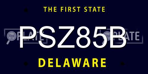 PSZ85B Delaware License Plate