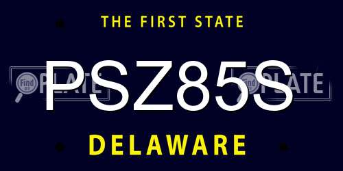 PSZ85S Delaware License Plate
