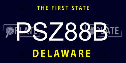 PSZ88B Delaware License Plate