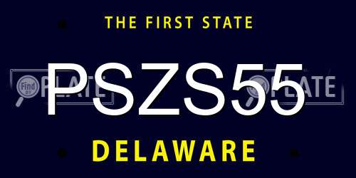 PSZS55 Delaware License Plate