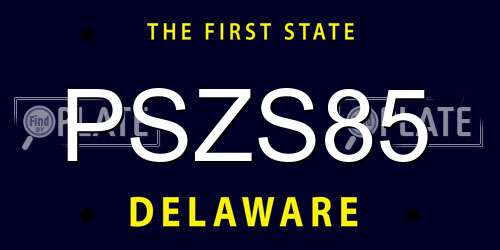 PSZS85 Delaware License Plate