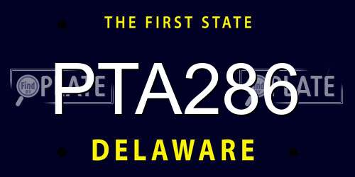 PTA286 Delaware License Plate