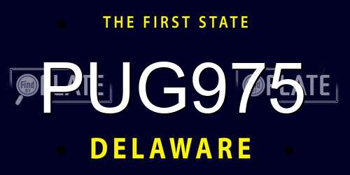 PUG975 Delaware License Plate
