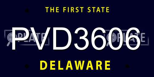 PVD3606 Delaware License Plate