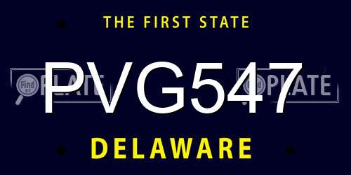 PVG547 Delaware License Plate