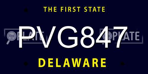 PVG847 Delaware License Plate