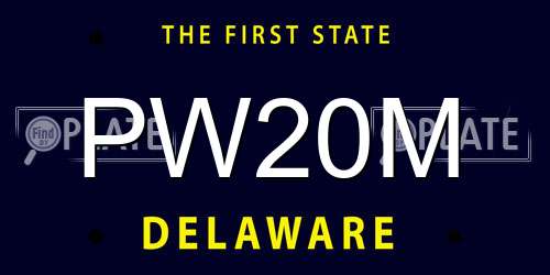 PW20M Delaware License Plate