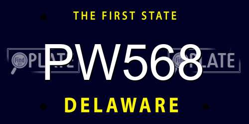 PW568 Delaware License Plate