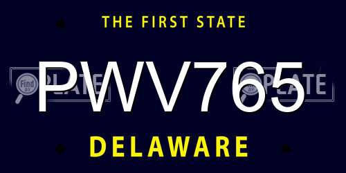 PWV765 Delaware License Plate