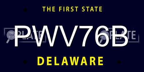 PWV76B Delaware License Plate