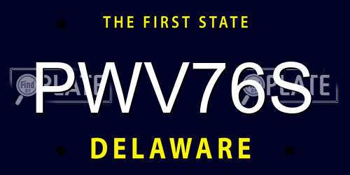 PWV76S Delaware License Plate