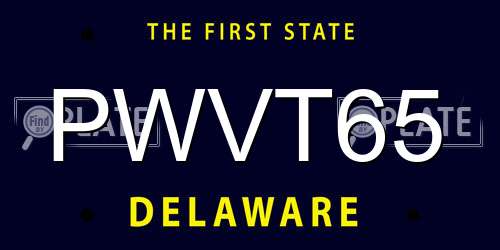 PWVT65 Delaware License Plate