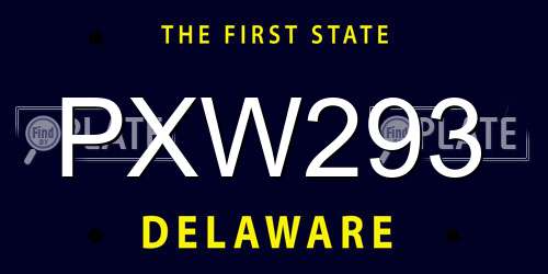 PXW293 Delaware License Plate