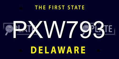PXW793 Delaware License Plate