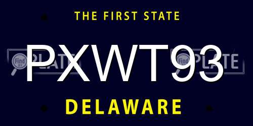 PXWT93 Delaware License Plate