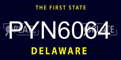 PYN6064 Delaware License Plate