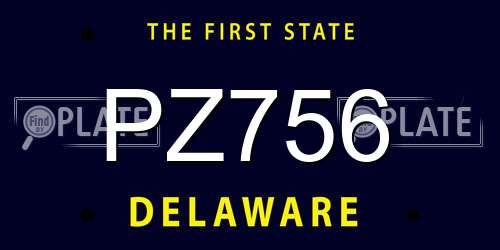 PZ756 Delaware License Plate