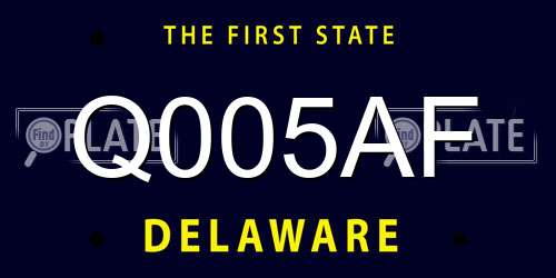 Q005AF Delaware License Plate