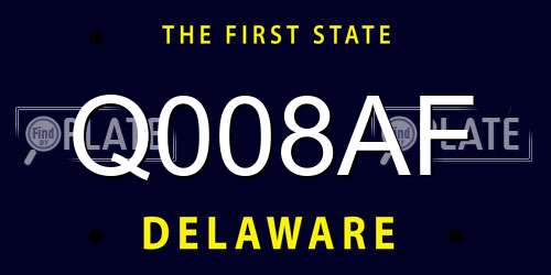 Q008AF Delaware License Plate