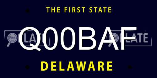 Q00BAF Delaware License Plate
