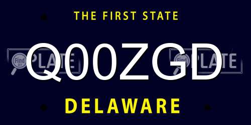 Q00ZGD Delaware License Plate